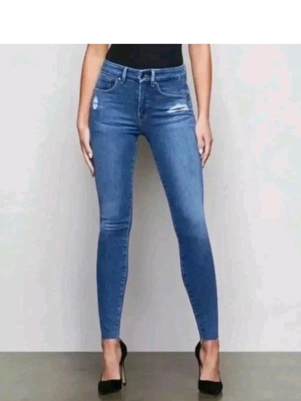 Good American Jeans Good Legs Skinny Raw Hem GLPB367T Blue 431 Size 10/30